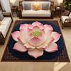 Lotus Area Washable Rug Non-slip Flower Indoor Floor Mat Chinese Style Lotus Carpet