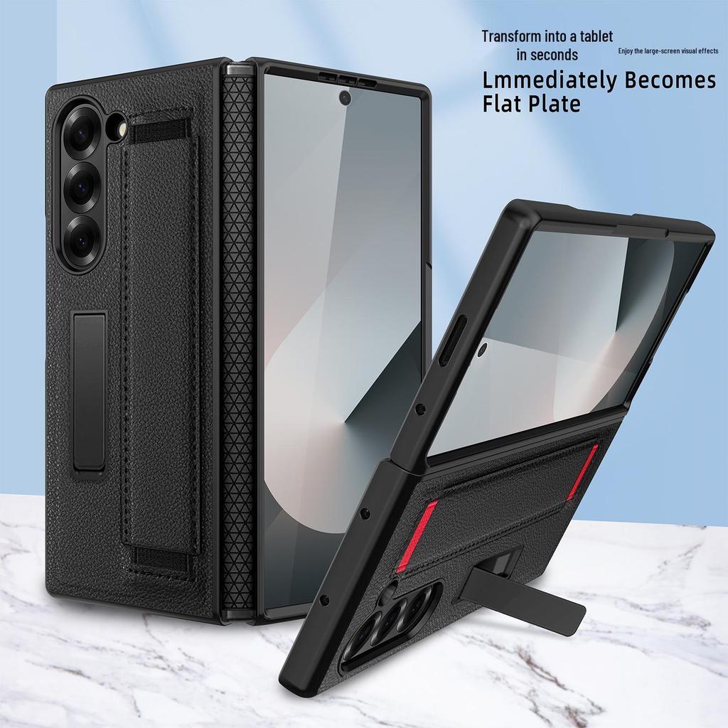Samsung Fold6/Fold5 Protective Case with Wrist Strap and Hinge Film