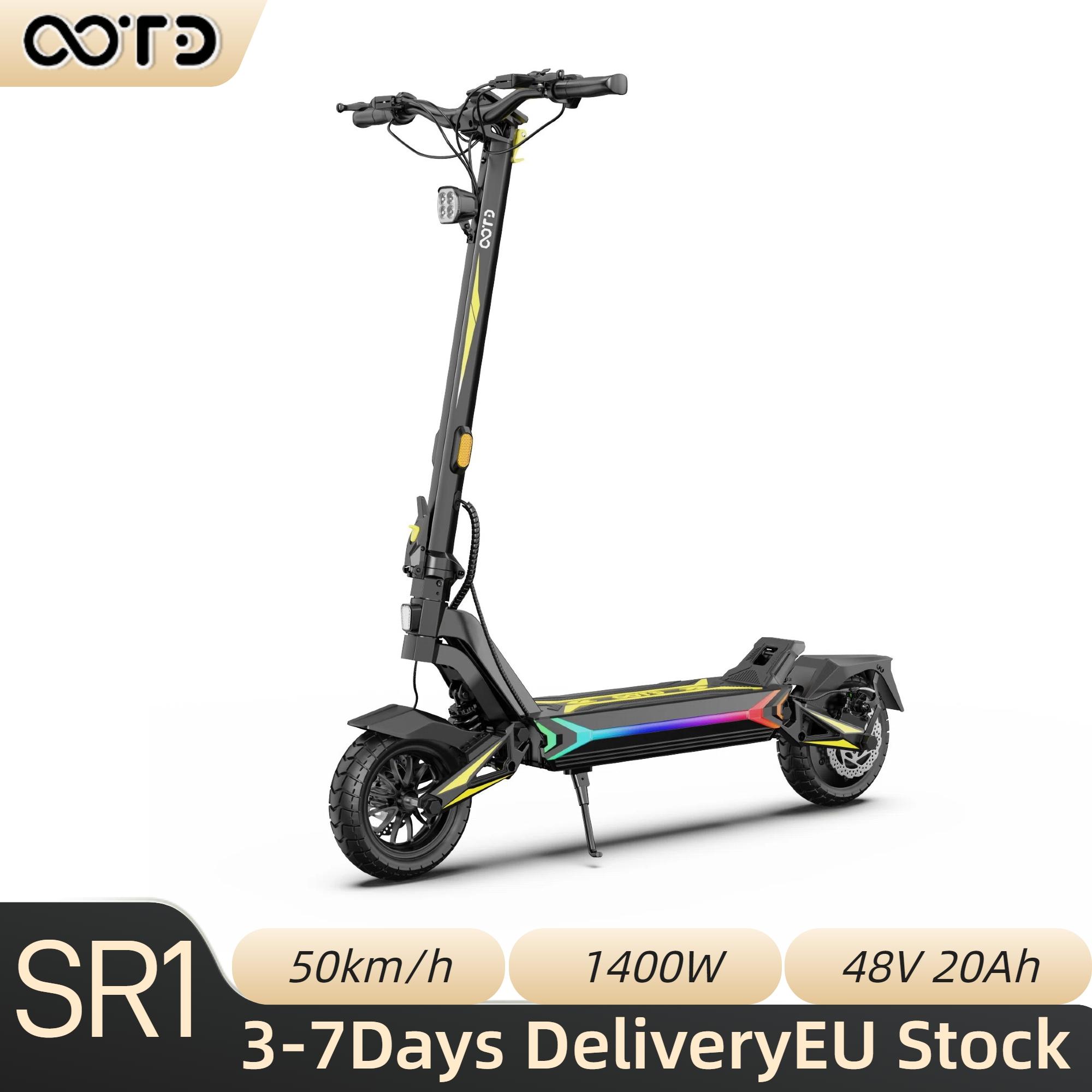 OOTD SR1 Trottinette Électrique Pliante 10'' Moteur 1400W Vitesse Max 50KM/H Batterie 48V20Ah Autonomie 70KM Freins à Disque Trottinette Électrique SR1 50KM/H noir