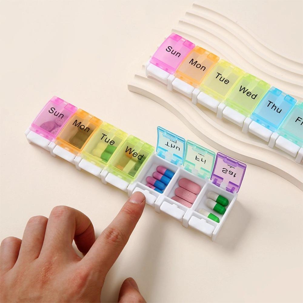 New Hot Premuim Rainbow Weekly Pill Organizer Box 1 Time A Day Daily 7 Day Pill Case Storage for Vitamin Fish Oils Supplements