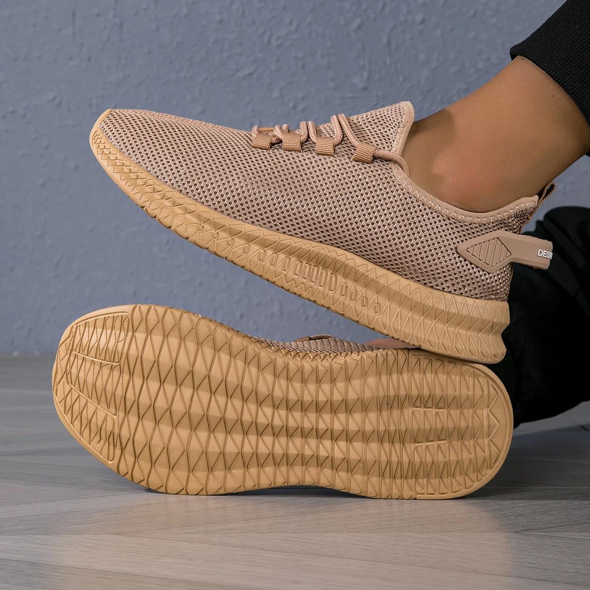 

Men s Running Shoes Lightweight Breathable Sneakers For Men Anti Slip Casual Sports Shoes Women Vulcanized Walking Shoes 46 коричневий