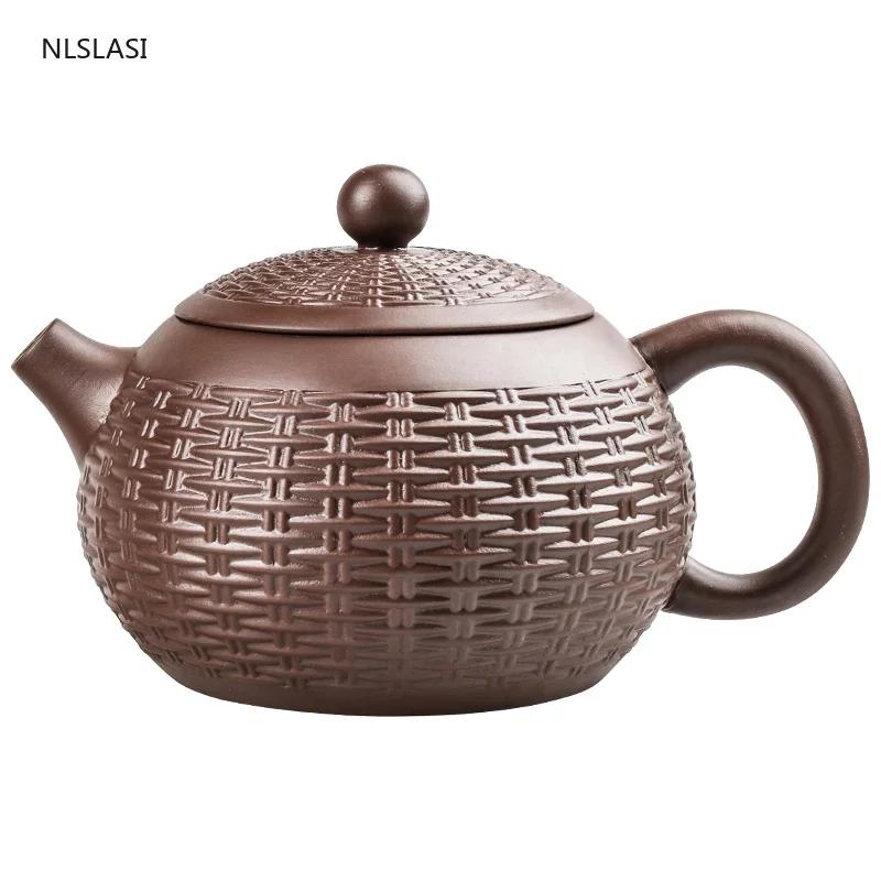 Chinese Yixing Tea Pot Large Capacity Purple Clay Xishi Filter Teapot Beauty Kettle Raw Ore Handmade Tea Set Authentic Drinkware