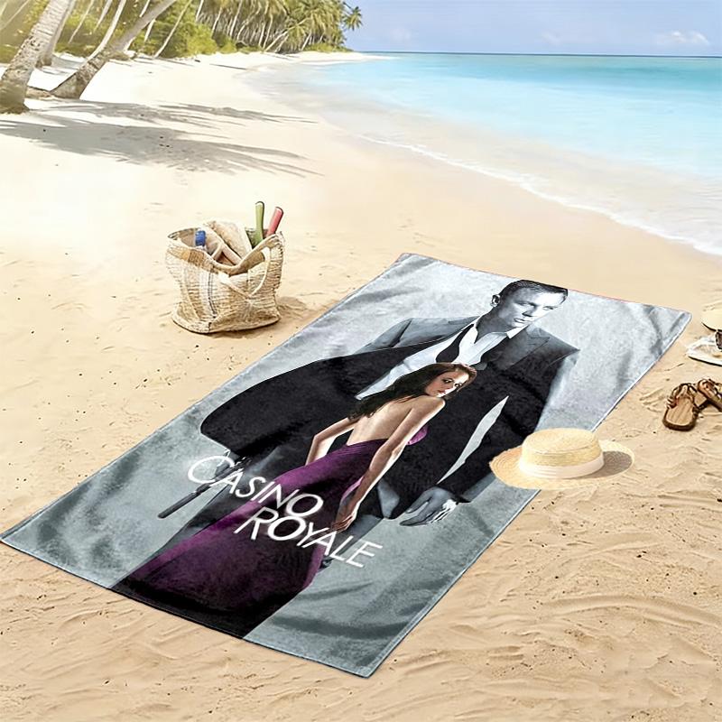 Espionage Elegance Casino Royale Beach Towel Soft Outdoor Camping Absorbent Bath Towel Outdoor Pool Towel Seaside Travel and Vacation Towels Printing