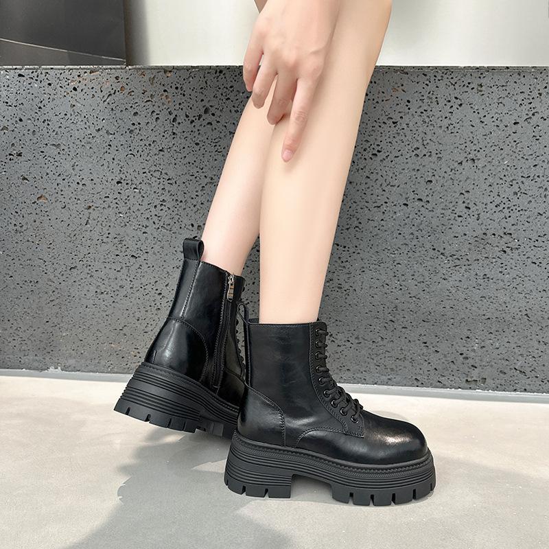 Platform Martin Boots Women's Winter 2025 New Heightening Casual Short Boots Versatile Velvet Fashion Boots Women's Shoes