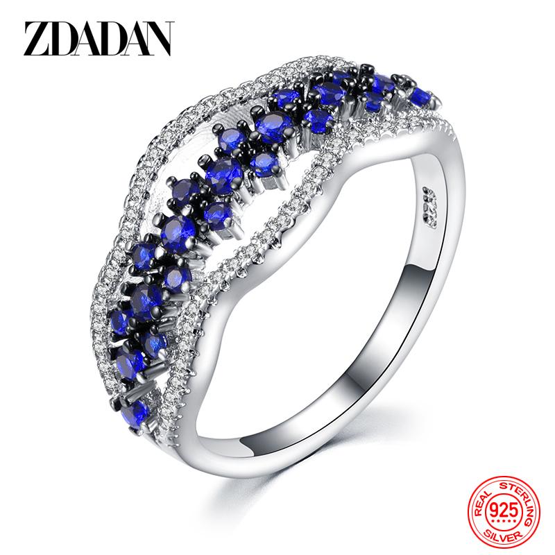 

925 Sterling Silver Geometric Sapphire Rings for Women Wedding Jewelry Engagement Gift 10