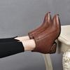 2025 autumn and winter French pointed flat-bottomed short boots new comfortable Martin boots ethnic style soft leather velvet thermal boots women
