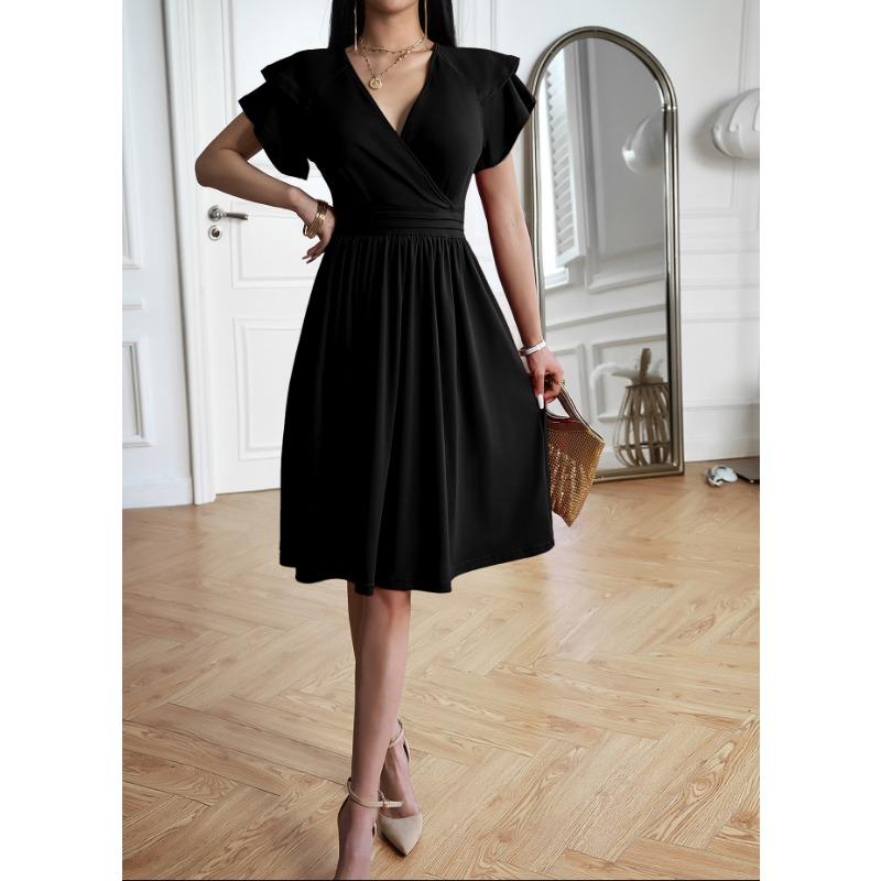 Women's Dress Summer Temperament Elegant V-neck Midi Dress