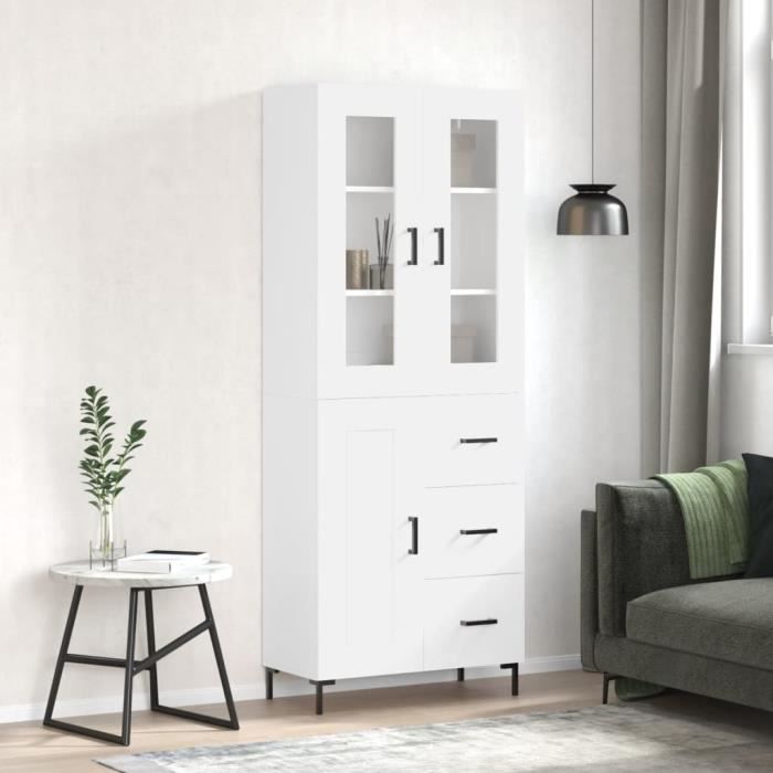 VidaXL Buffet haut Blanc 69,5x34x180 cm Bois d'ingénierie 3198657