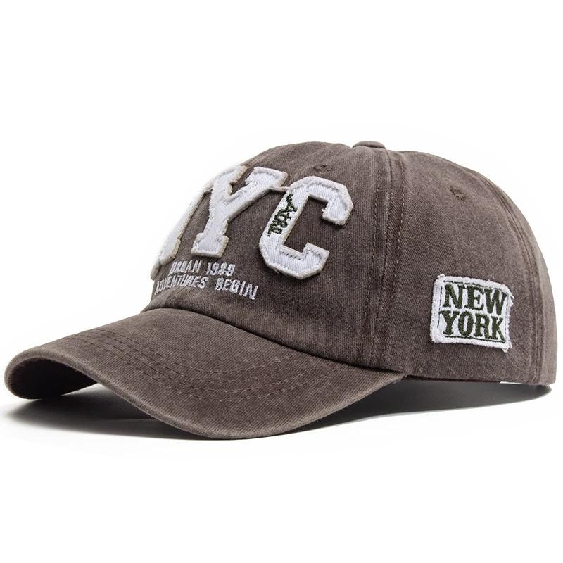Summer Men's Baseball Cap for Women Cap Washed Cotton Soft Top Snapback Hat Big Letters NY Embroidery Casquette Unisex