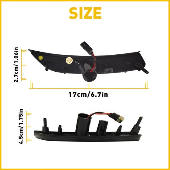 Fits Fit Chrysler 2015-2017 200 Front Smoked Amber Side LED Marker Lamp Pair Set