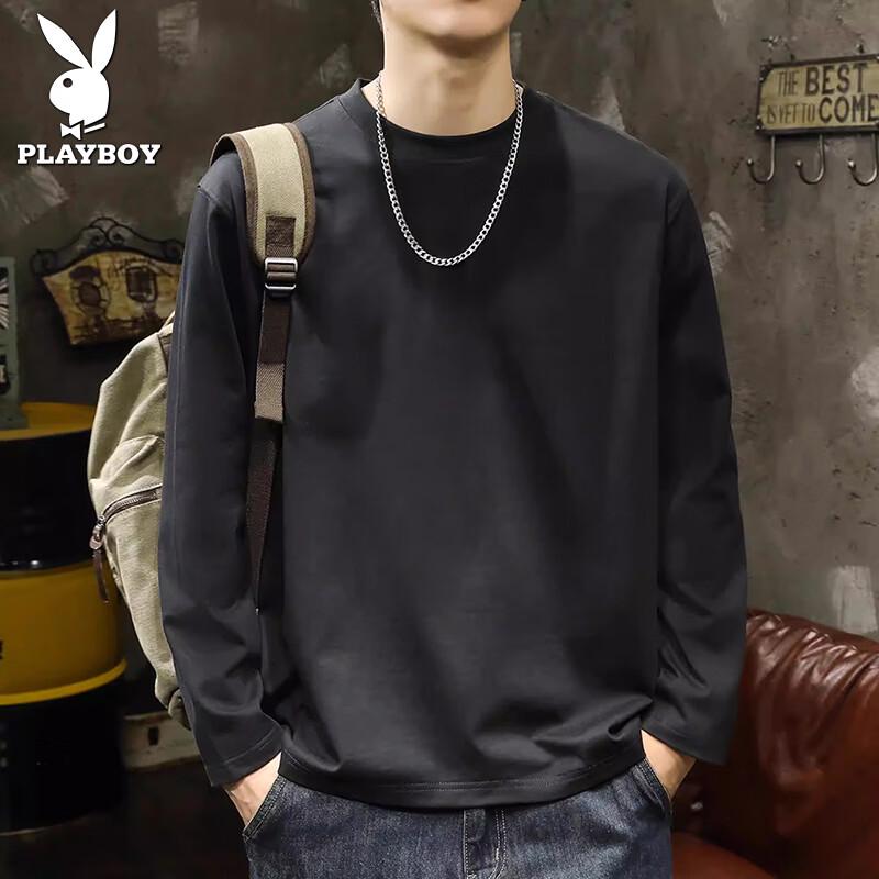 Мужская футболка PLAYBOY с принтом букв 100% хлопок с длинным рукавом 3XL