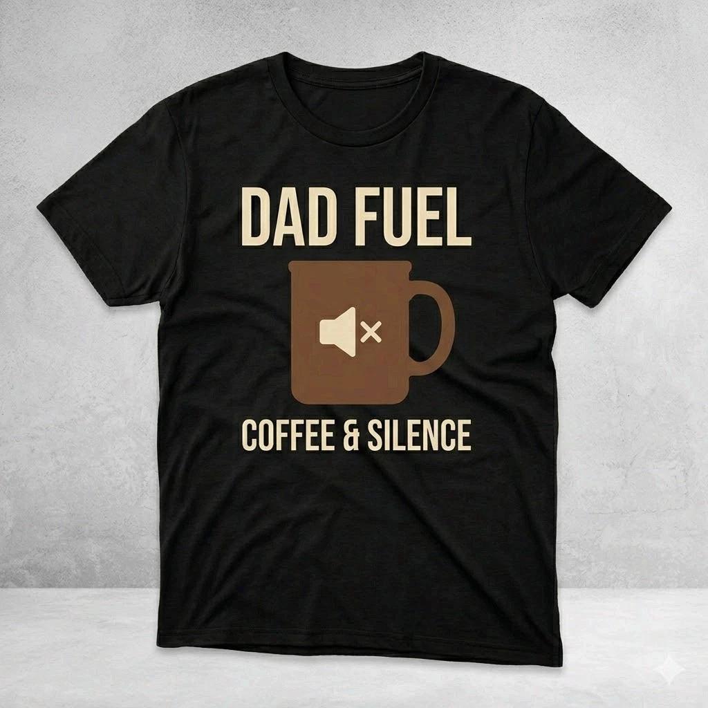 Dad Fuel Coffee And Silence Shirt Funny Exhausted Father Tee XXL