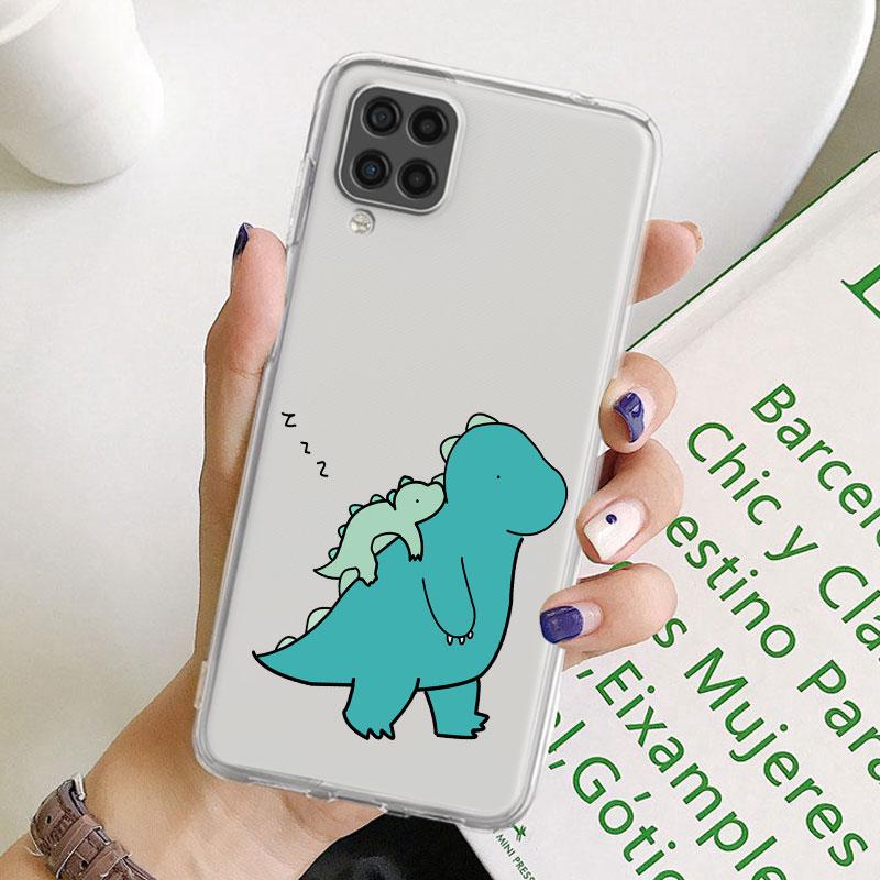Klare Hülle für Samsung Galaxy A52 A12 A51 A32 A21s A71 A32 A22 50 A70 A31 A72 5G Telefonabdeckung kleiner Dinosaurier süße Coque Capa