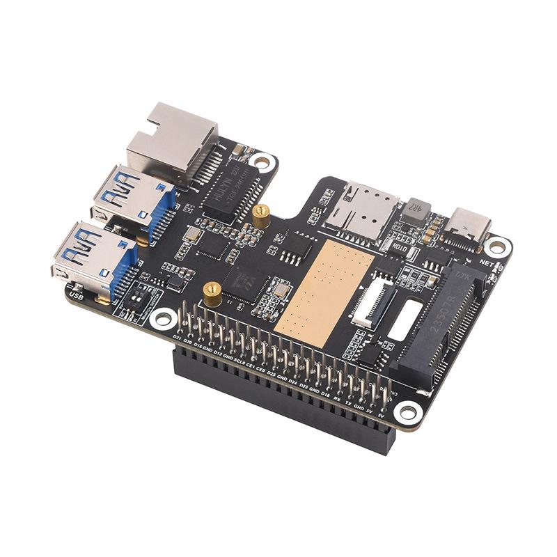 Raspberry Pi 5 PCIe to MiniPCIe Gigabit Ethernet Adapter with USB 3.2, Driver-Free Plug-and-Play