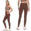 Long Women's Leggings High Waist Ribbed Sporty Fit MORAJ S/M MOCCA