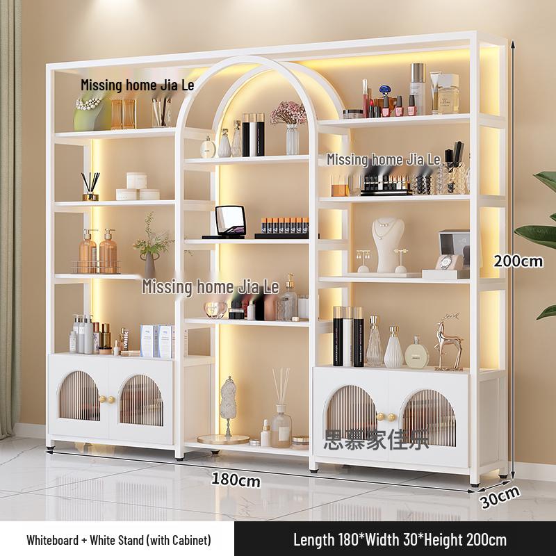 Illuminated Multi-Layer Cosmetic Display Shelf for Salons and Barbershops