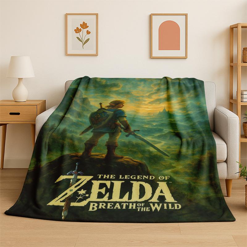 

Classic Game Z-Zelda Cartoon Link Flannel Blanket Soft Warm Throw Blanket for Bedroom Living Room Bed Travel Camping Picnic 75x90cm