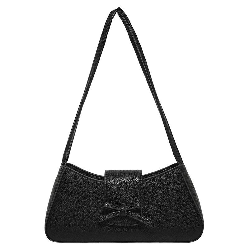 Korean version of premium bow underarm women's bag 2025 summer trendy simple casual baguette bag shoulder handbag