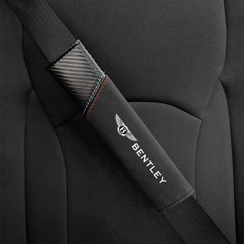 2Pcs Suede Leather Car Seat Belt Cover Safety Belts Protection Pads For New Bentley Flying Spur Continental GT Bentayga Mulsanne