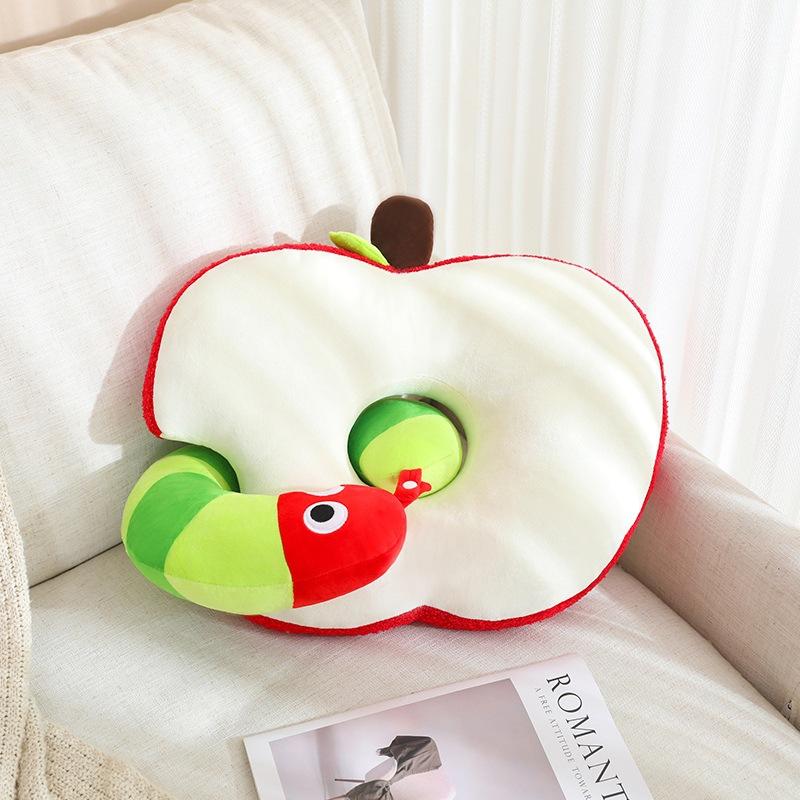 

Throw Worm Apple Pillow Doll U Shaped Neck Pillows Plush Toy Cushion Office