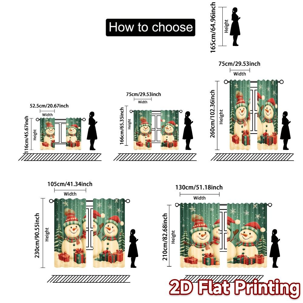 2pcs,Curtains Cute Snowman Christmas Holiday_c (2) Popular Curtain Fabric Versatile Fabric Curtains Room Decor Use for Bedroom,