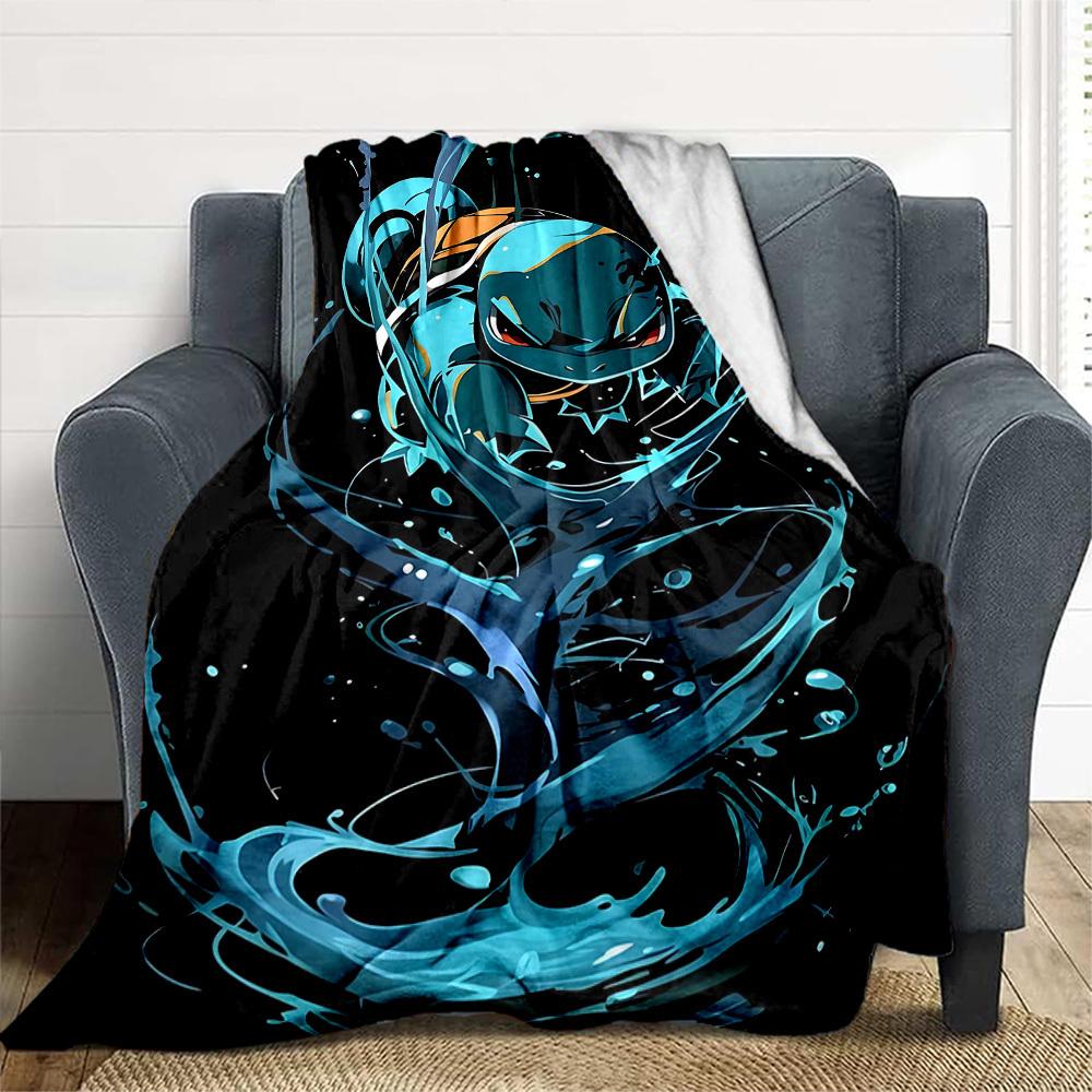 1pc Pokemon Squirtle All-Season Comfort, Outdoor Flannel Blanket - Soft, Warm & Cozy for Naps, Camping & Travel 088