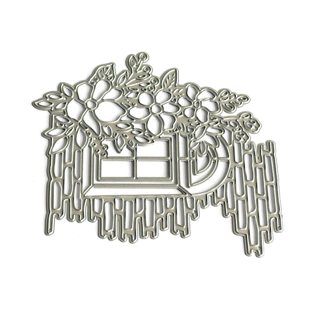 Window Flower Cutting Dies Carbon Steel Die Cut Templates Metal Embossing Stencils for Scrapbooking Card Making Albu