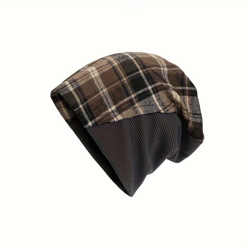 

JYL TS DIY Клетчатая мешковатая шапка Повседневная шапка-бини Хлопок darkgray_ чистый