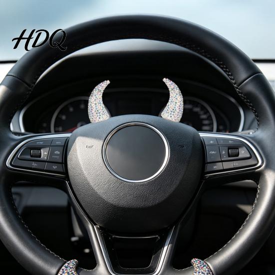 Sparkling Rhinestone Horns for Cosplay 1 Pair Devil Horns Car Dashboard Decor Faux Crystal Demon Hair Themed Gathering Accessories Women Clip