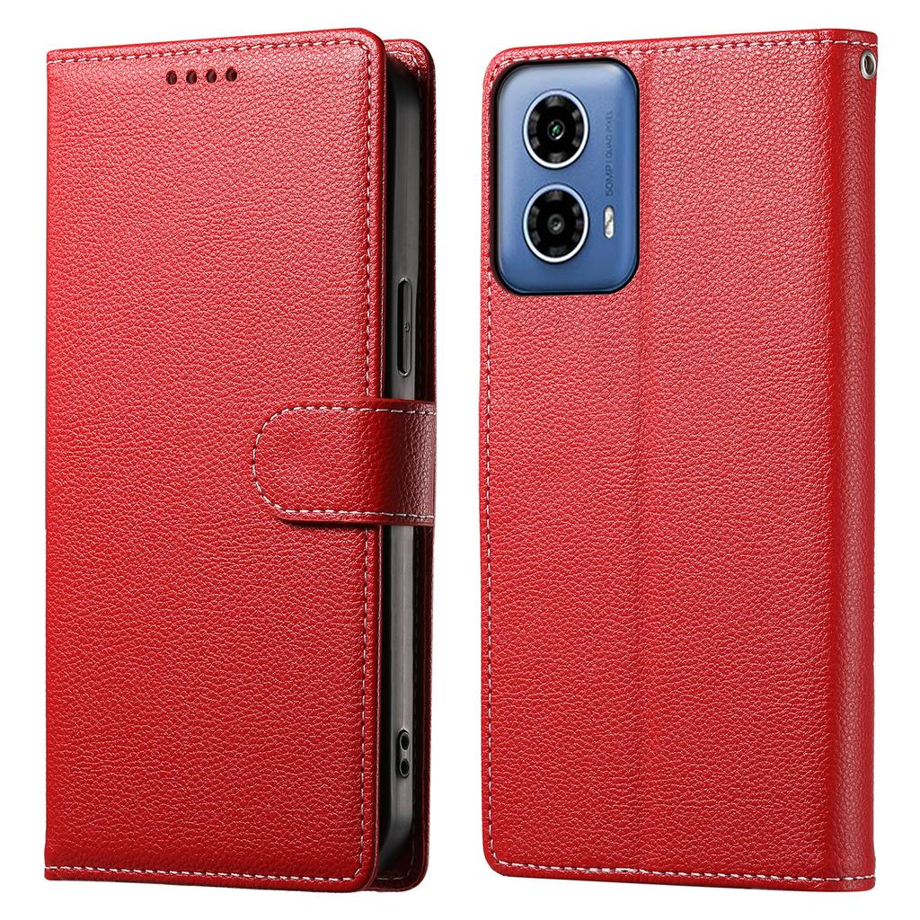 DF-012 For Motorola Moto G45 5G/G34 5G Case Litchi Texture Leather Magnetic Clasp Wallet Stand Phone Cover