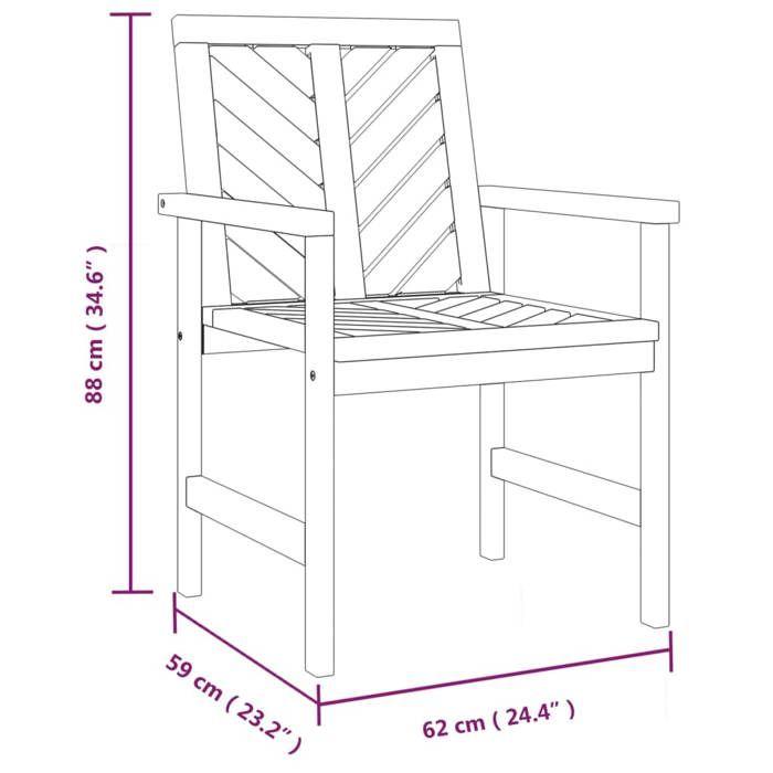VidaXL Ensemble de Salon de Jardin 3 pcs, Chaises avec Dossier et Accoudoirs, Meubles de Patio Terrasse Extérieur, Bois 362230