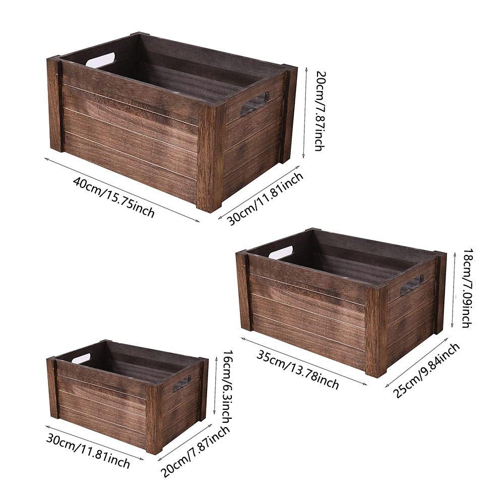 Handcrafted Storage Boxes Handle Storage Container Wood Nesting Storage Crates Office