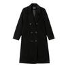 Women's Mid-Length Black Wool Coat, Winter 2025 Korean Style, Loose Slimming, Thickened Padding