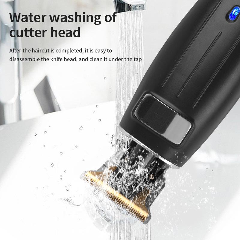 USB Rechargeable Electric Hair Clipper, Retro Oil Head, Gradient White, 0 Blade for Hairdressing & Shaving.