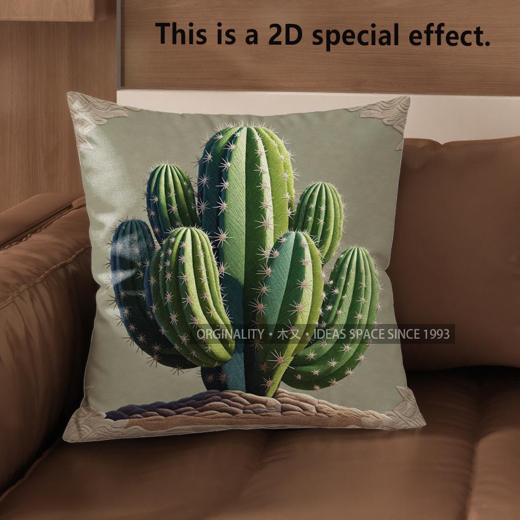 2D Boho Kaktus Druck Überwurf Kissenbezüge Muster Kissenbezug Geeignet für Sofa Schlafzimmer Auto Kissenbezug