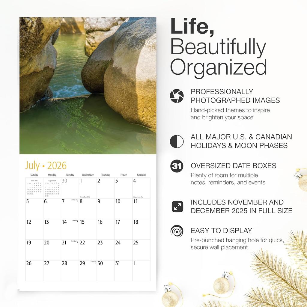 RED EMBER Funny Nature's Butts 2026 Wall Calendar 12 Month | 12" x 24" Open | Thick & Sturdy Paper | Holiday Gift | White Elephant Gift for Adults