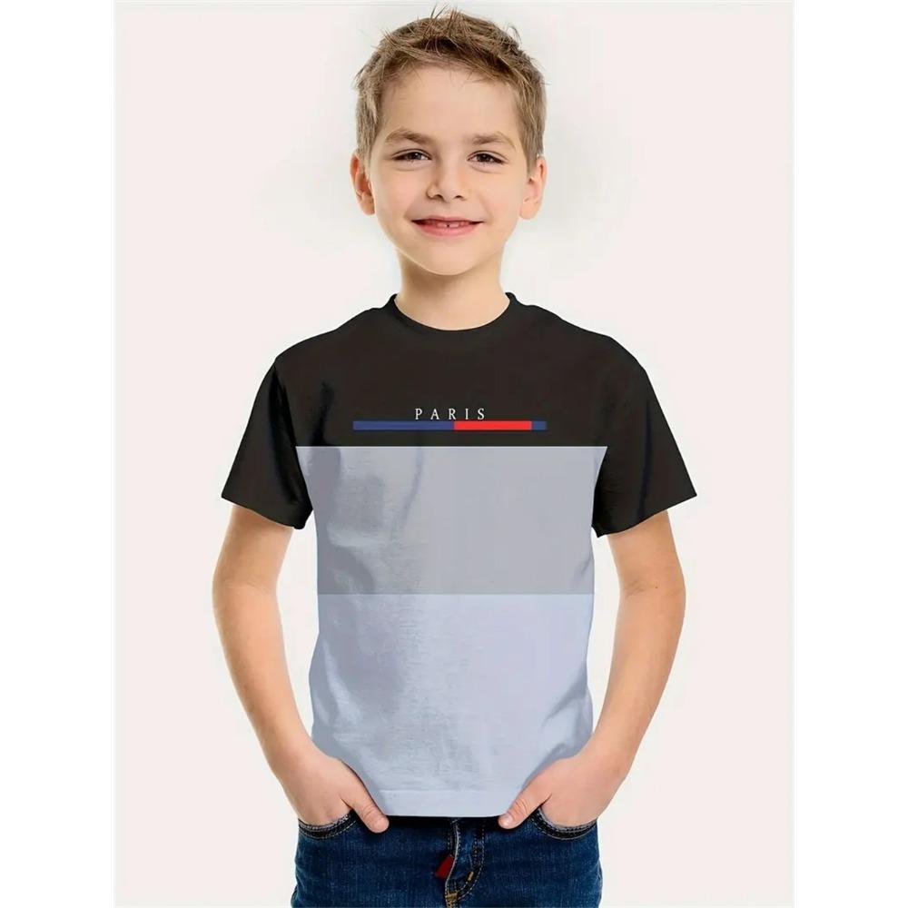 Simple printing of children's boys' clothes, short sleeved children's summer clothes, casual daily boys' T-shirts, children's clothing, girls' tops
