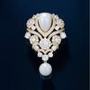 Fashionable Violet Pearl Pendant, Luxurious Rhinestone Inlaid Brooch, Charming Jewelry Accessories for Banquet Dresses, Gifts