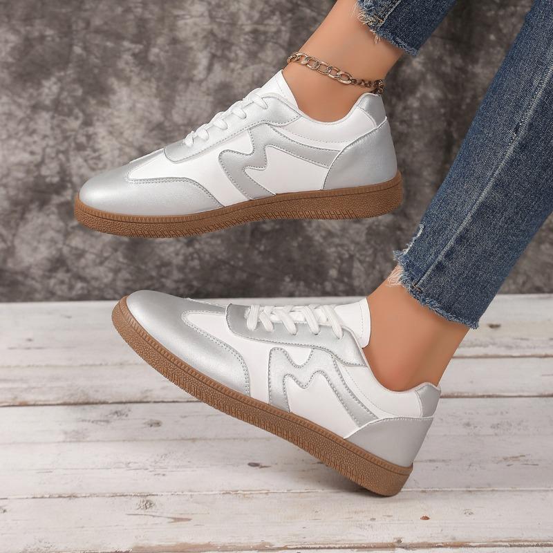 Fashion New Style Women's Vulcanize Shoes Trainer Casual Shoes Vintage Sneakers Sports Shoes Women Leather Sneakers Retro Design Lace-up