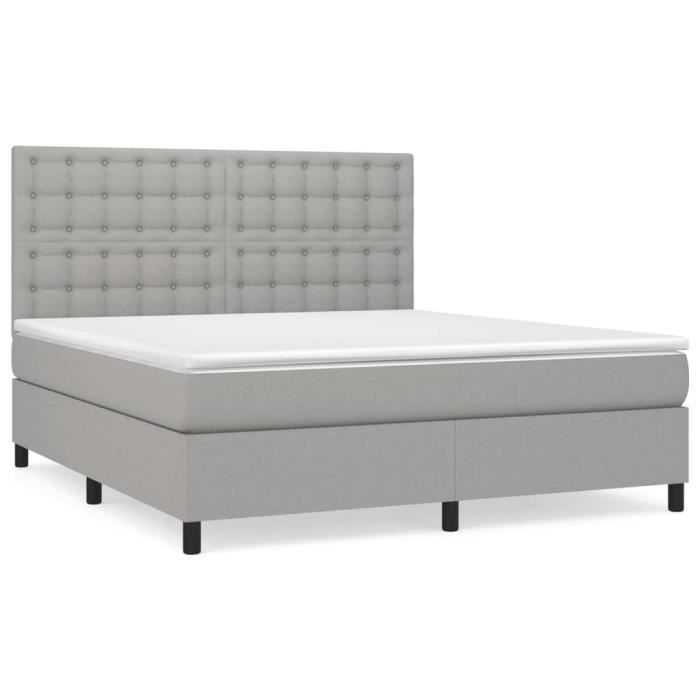 VidaXL Lit à sommier tapissier avec matelas Gris clair 160x200cm Tissu - Modèle 3142105