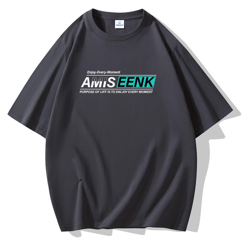 Men's Fashion Large Size Loose Short Sleeves T-Shirt 100% Cotton