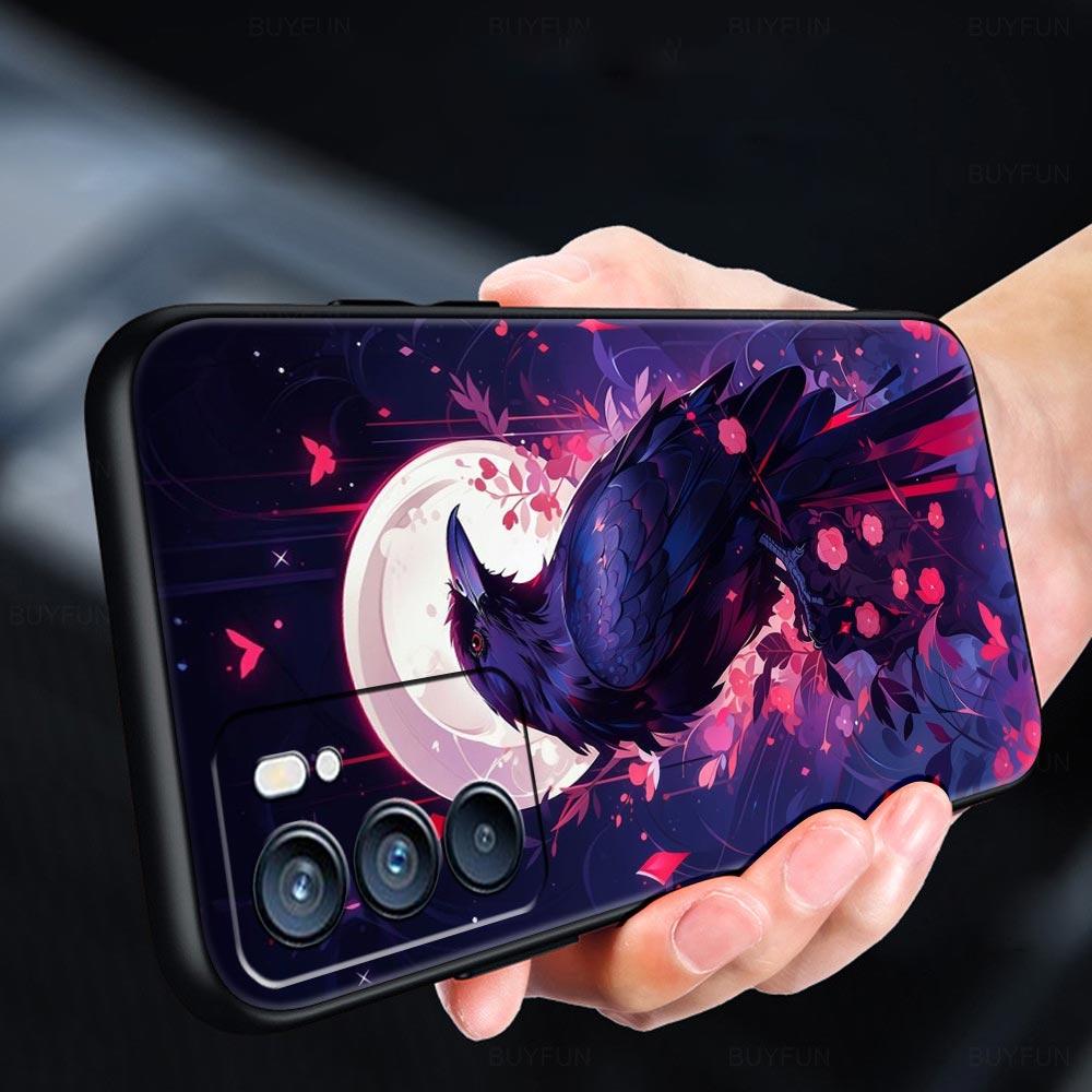 Black Raven Phone Case For Oppo Reno 13 12 11 10 7 F Find X5 X6 A98 A80 A79 A78 A57 A54 A31 A17 Pro 5G Soft TPU Cover Fundas Bag