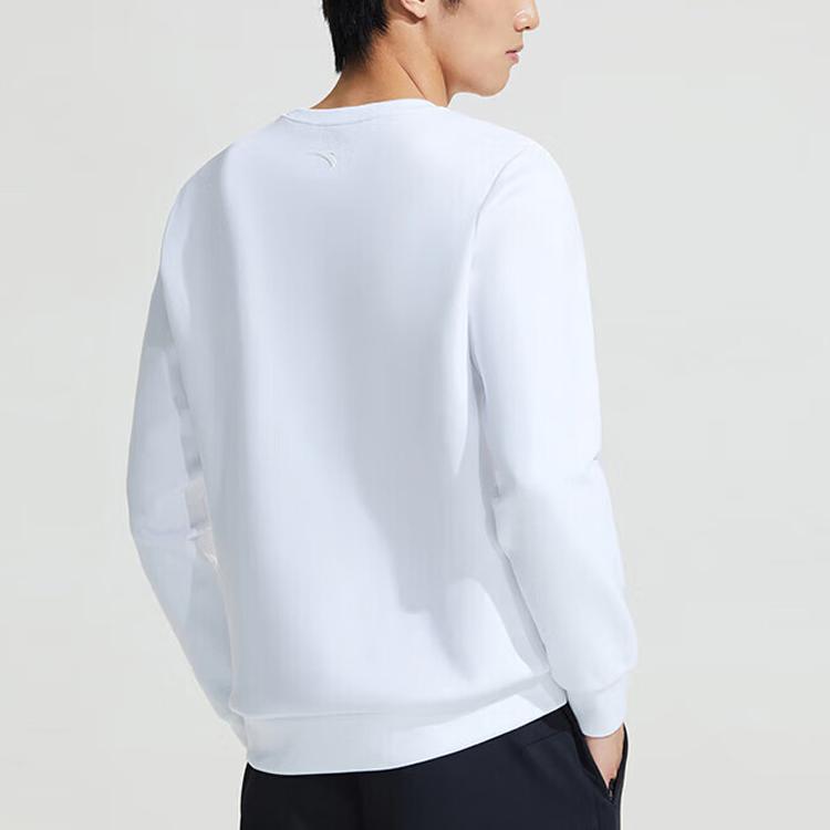 Anta Comprehensive Training Series Logo Print Round Neck Loose Sweatshirt Men Sweatshirt Pure-White 152317725-1