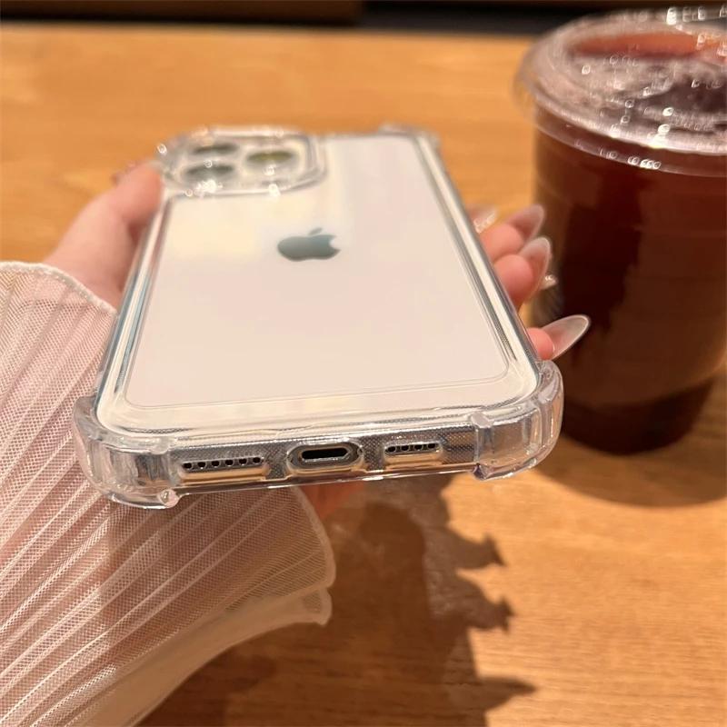 Luxury Shockproof Bumper Transparent Case For iPhone 16 15 16e 14 Plus 13 12 11 Pro Max X XS XR Funda Acrylic Clear Hard Cover