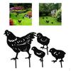 Decorative Garden Stakes Chickens Family Silhouette Figurine Yard Lawn Ornaments for Holiday Decor