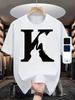 Cotton Blend Graphic Print T-shirt - Micro-Stretch Knit Regular Fit Casual Summer Tee with Bold Letter Design