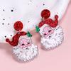 Santa Dangle Earrings Funny Christmas Earrings Glitter Santa Claus Charm Earrings Holiday Gift for Ladies