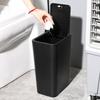 Large Capacity Narrow Push-Top Trash Can with Lid for Bathroom and Toilet