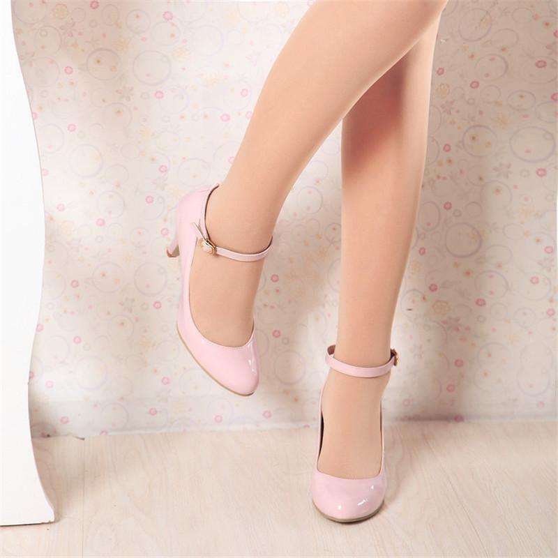 Brand Children Girls High Heel Shoes Fashion Heeled Shoes Woman Pumps Ankle Strap High Heels Party Office Wedding Shoes Female43