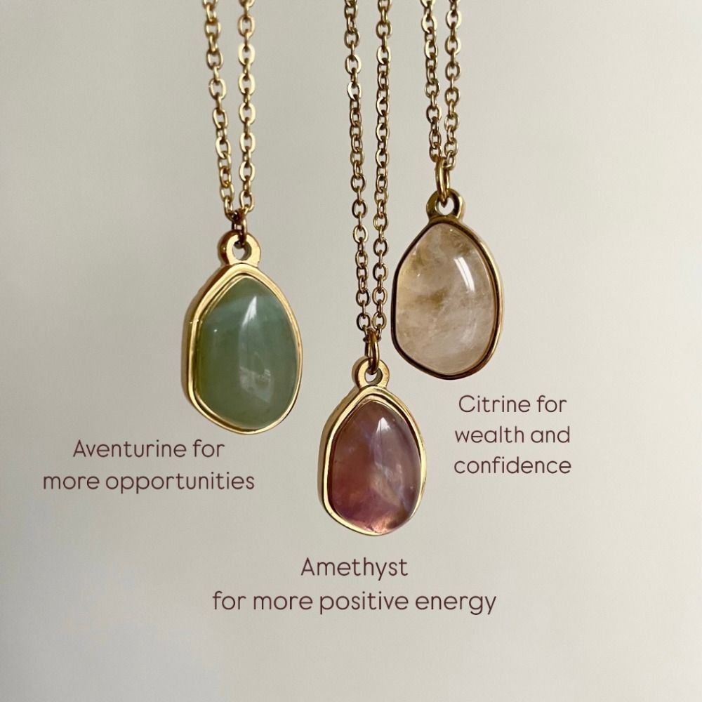 Casual Titanium Steel Necklace Purple Geometric Pendant Necklaces Gold Collarbone Chain  Jewelry